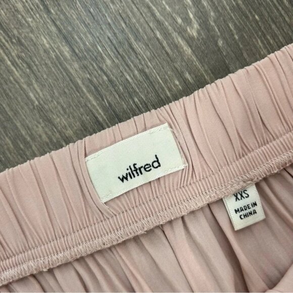 Aritzia Wilfred Celesse Pleated Midi Skirt Side Slit High Rise Waist Pink XXS - Picture 11 of 11